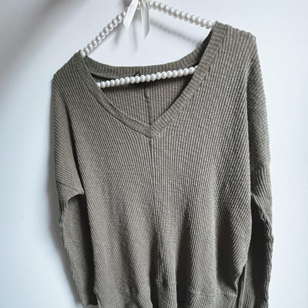 F21 Olive Green High Low Sweater